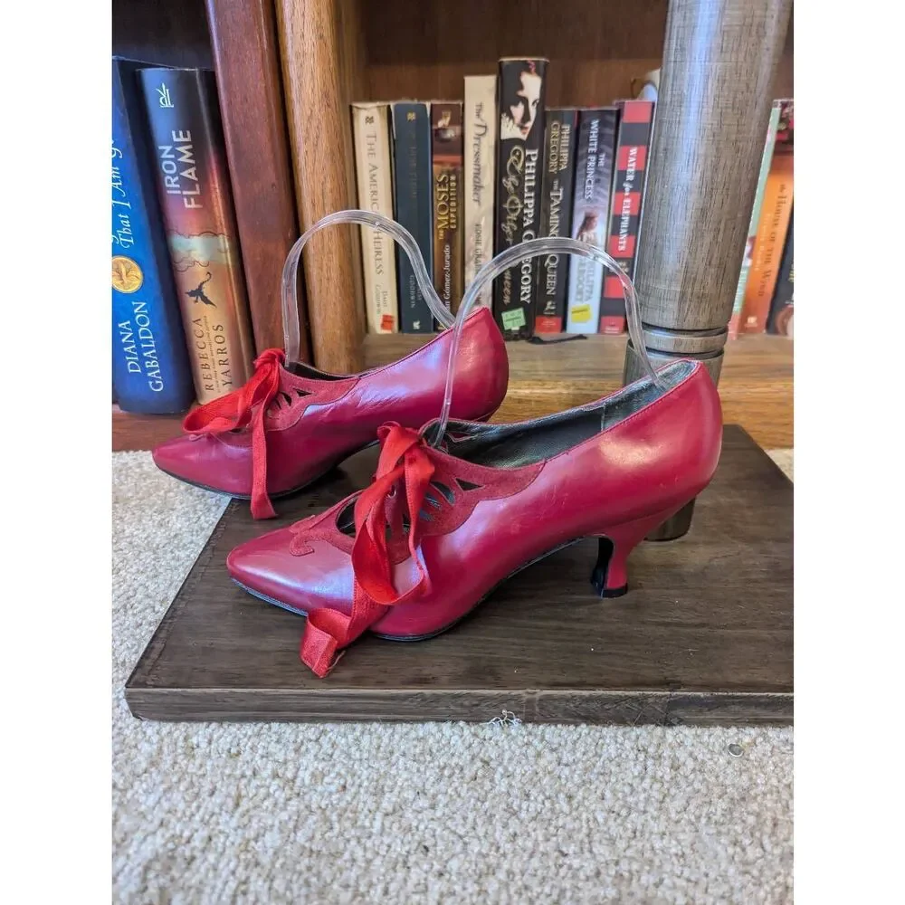 Rare PETER FOX Vintage Women’s RED Mary Jane Round Toe Shoes W 2 1/2”Heel Size 8 - Picture 5 of 7